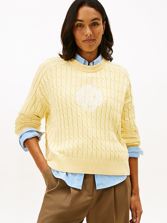 ちゃむち Kadın Textured Graphic Kazak WW0WW47633ZGI | Tommy Hilfiger