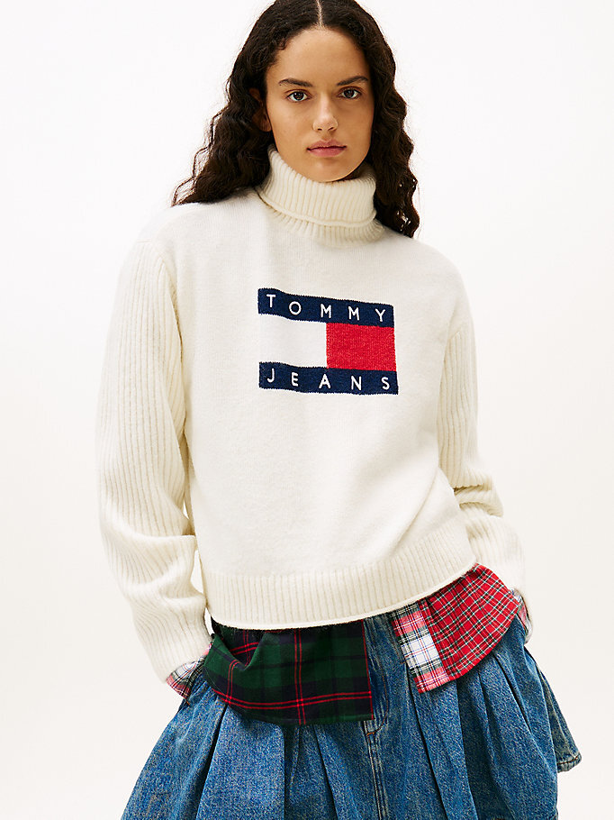 yumi　Tニット Ｍ Kadın TJW Turtleneck Flag Kazak DW0DW22108YBH | Tommy Hilfiger