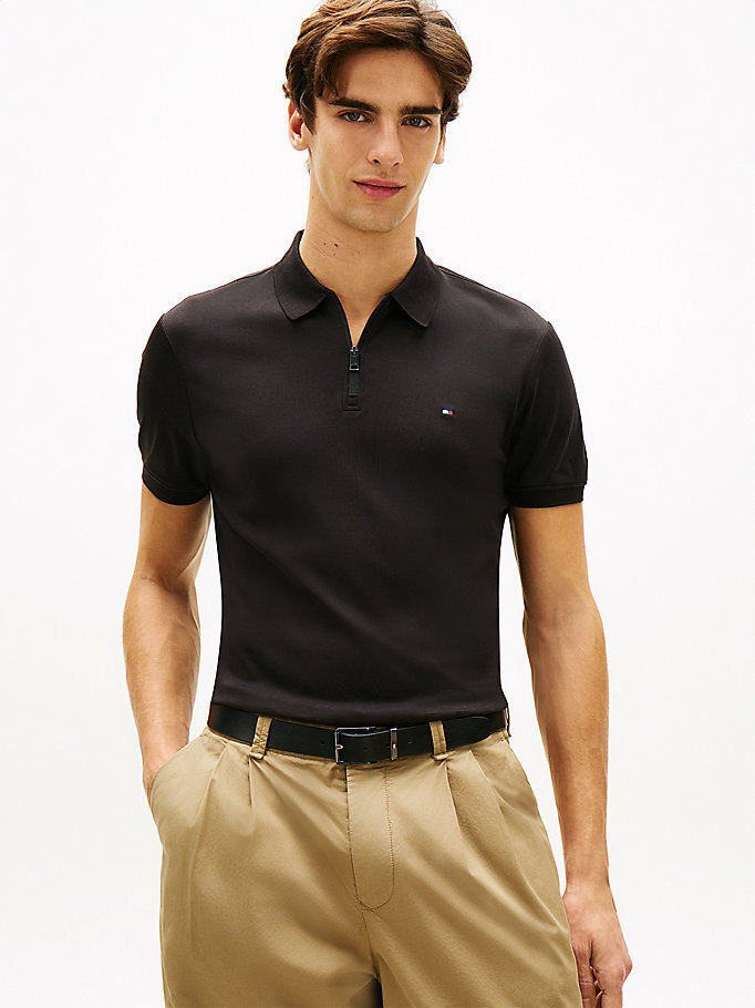 Erkek Interlock Zip Regular Polo T-shirt MW0MW42758BDS | Tommy