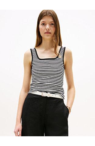 Kadın 5X2 Rib Slim Square T-shirt