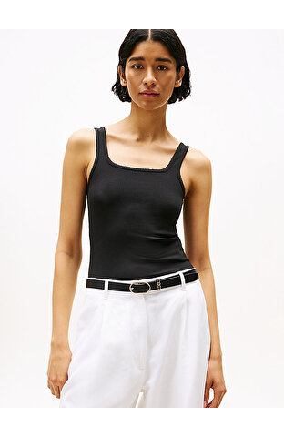 Kadın 5X2 Rib Slim Square T-shirt
