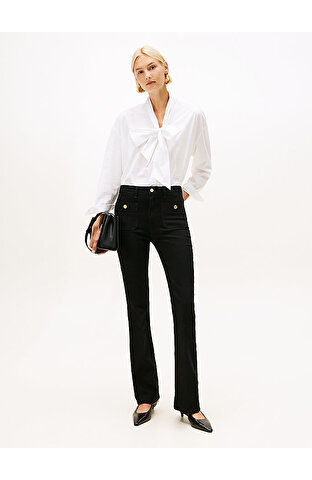 Kadın Denim Black Bootcut Jean Pantolon