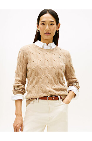 Kadın Soft Wool Cable Kazak
