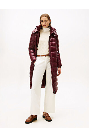 Kadın Gloss Down Waist Puffer Mont