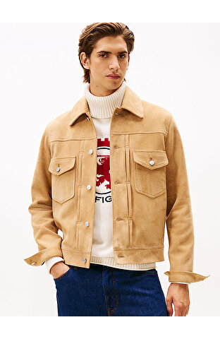 Erkek Suede Trucker Ceket