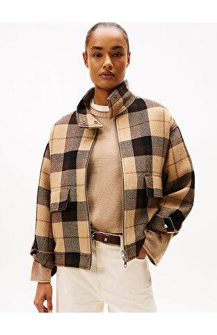 Kadın Wool Chek Relax Ceket