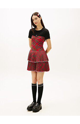 Kadın Tommy Girl Tartan Bustier Elbise