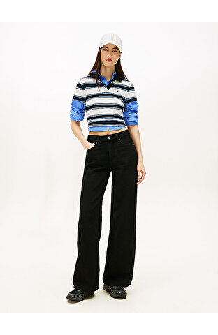 Kadın Mid Rise Loose Straight Jean Pantolon