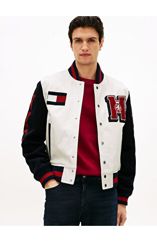 Erkek Leather Varsity Ceket
