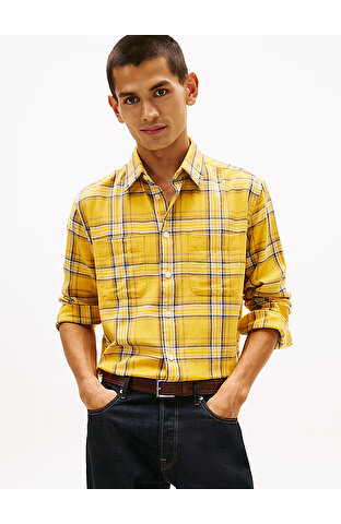 Erkek Slub Twill Check Gömlek