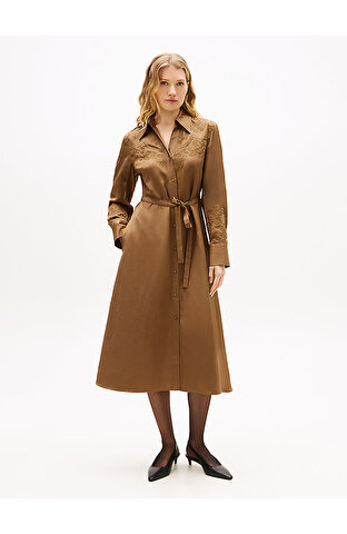 Kadın Embroidery Midi Gömlek Elbise