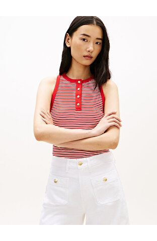 Kadın Gold Button Henley T-shirt