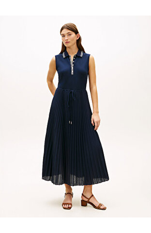 Kadın 1985 Pleated Polo Elbise