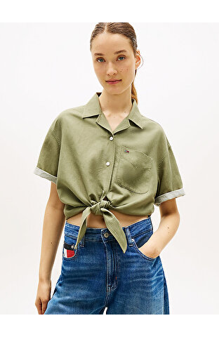 Kadın TJW Tie Front Linen Gömlek