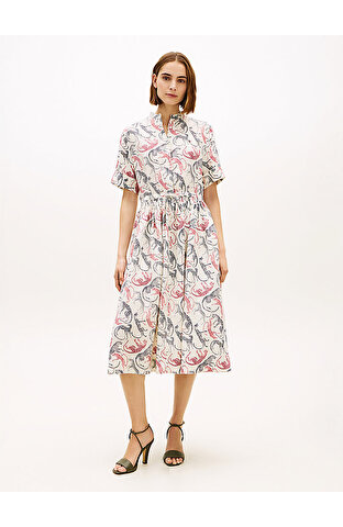 Kadın Essential Linen Midi Elbise