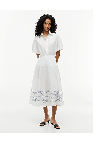 Kadın Poplin Flare Midi Elbise
