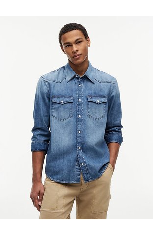 Erkek Regular Denim Wester Gömlek
