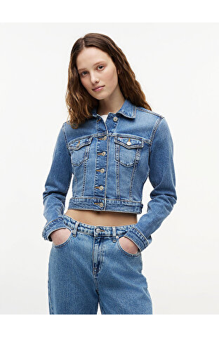 Kadın New Slim Trucker Denim Ceket