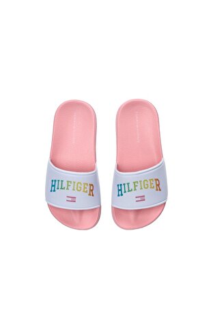 Kız Çocuk Lologo Print Solid Plaj Terliği