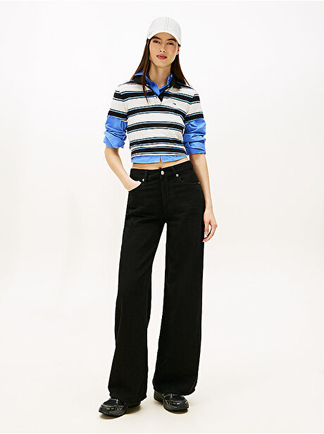 Kadın Mid Rise Loose Straight Jean Pantolon