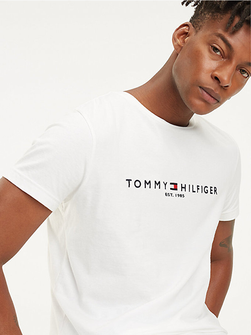Erkek TH Logo T-Shirt Beyaz  MW0MW11465118