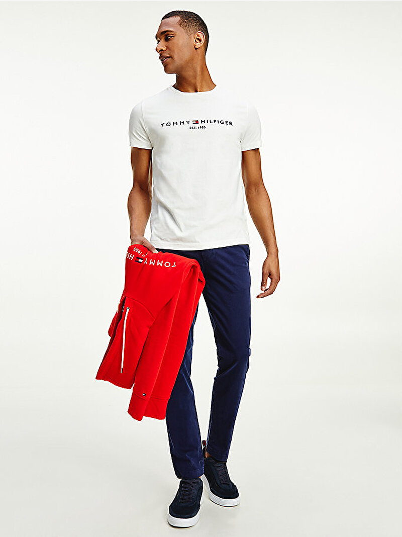 Erkek TH Logo T-Shirt Beyaz  MW0MW11465118