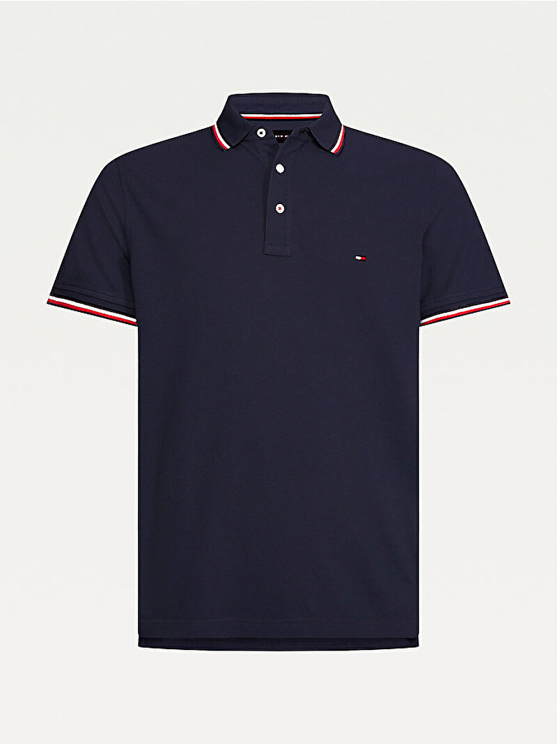 Erkek Lacivert Organik Pamuk Slim Fit Polo Yaka T-Shirt  Siyah MW0MW13080DW5