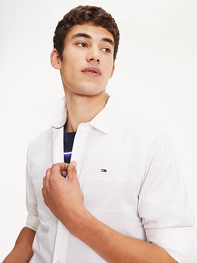 Erkek Streç Slim Fit Gömlek Beyaz DM0DM04405100