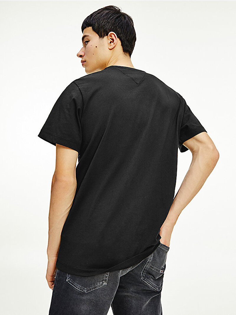 Erkek Organik Pamuklu Aplike Bayraklı T-Shirt Siyah DM0DM09598BDS