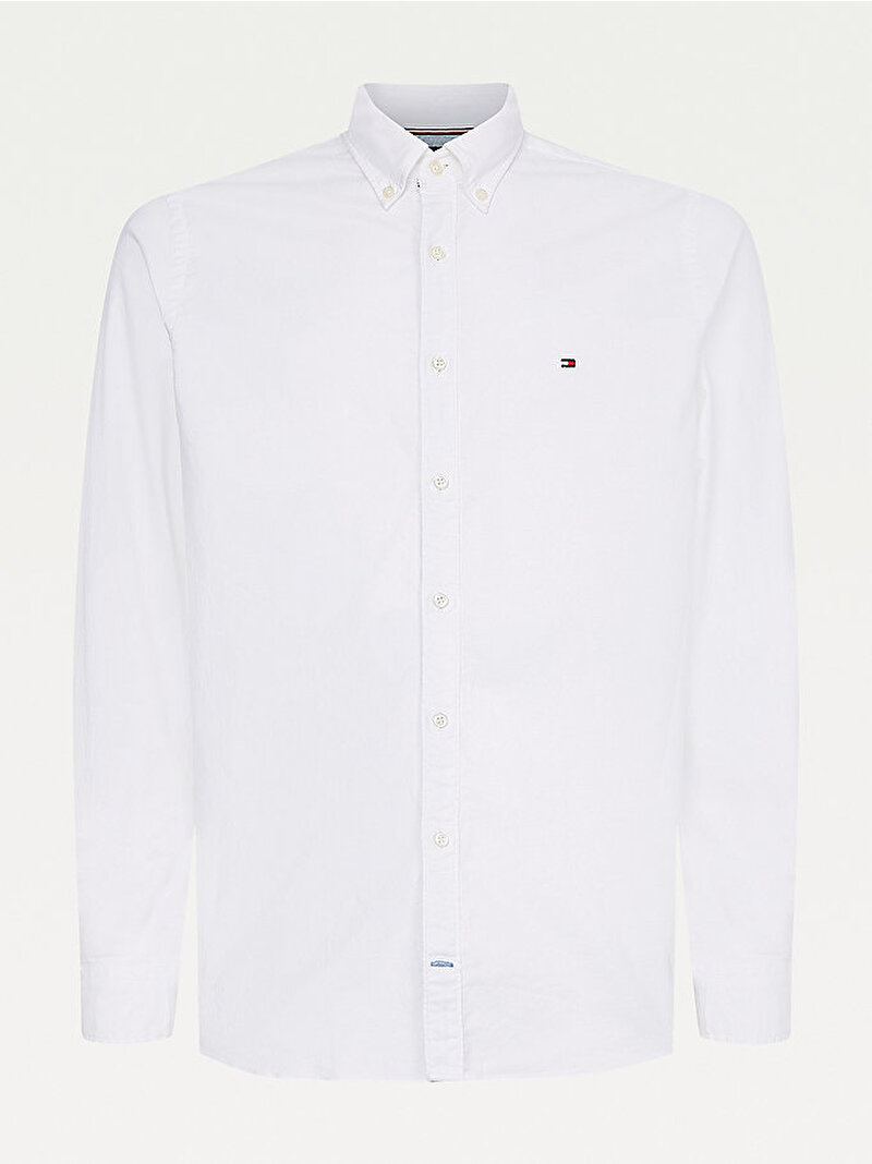 Erkek Slim Fit Oxford Gömlek Beyaz  MW0MW03745100