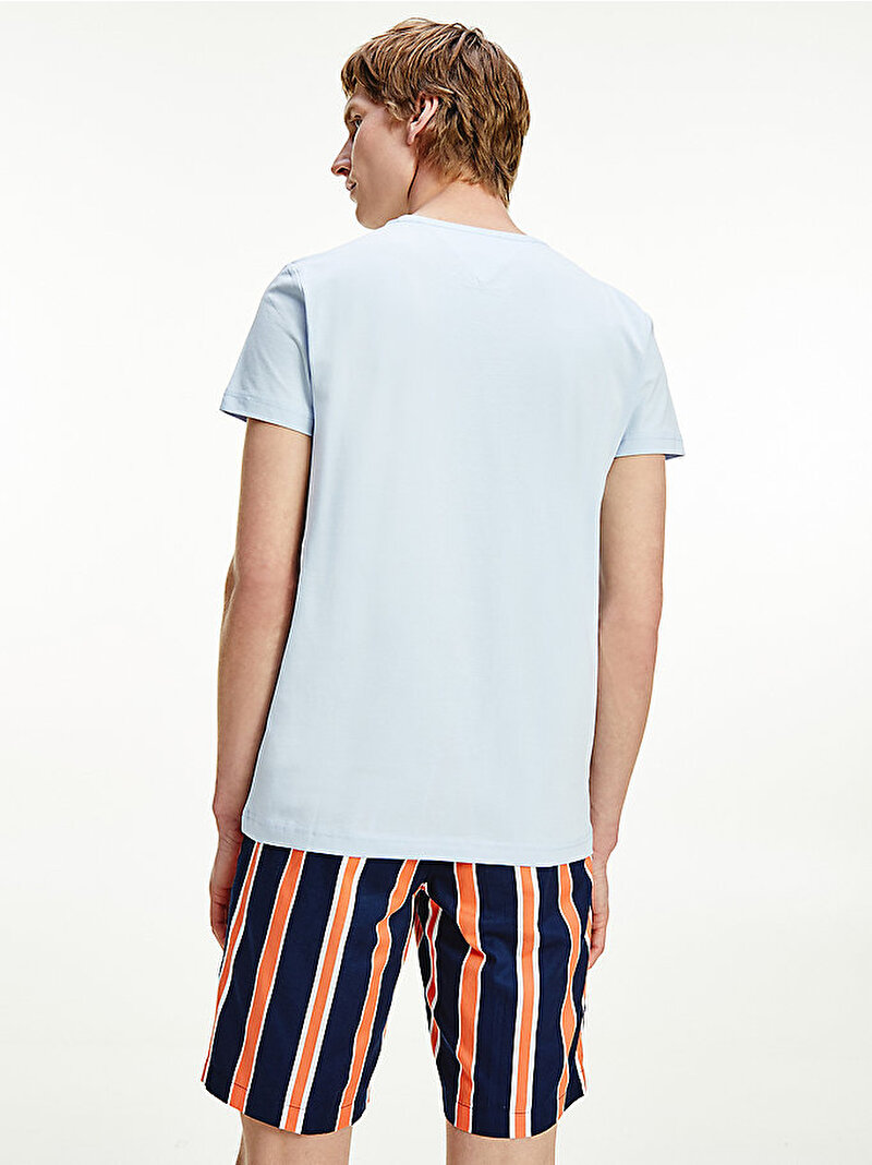 Erkek Streç Organik Pamuklu Slim Fit T-Shirt Mavi  MW0MW10800C1O