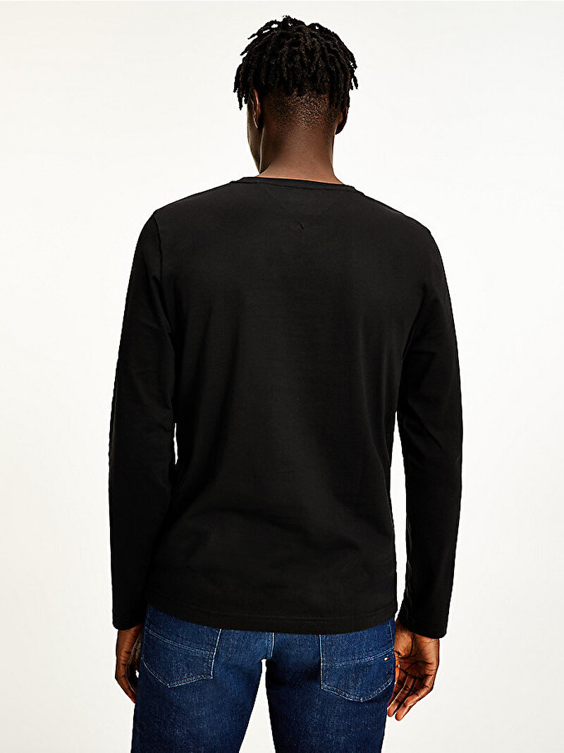 Erkek Organik Jarse Logolu Uzun Kollu Tisört Siyah MW0MW09096BDS