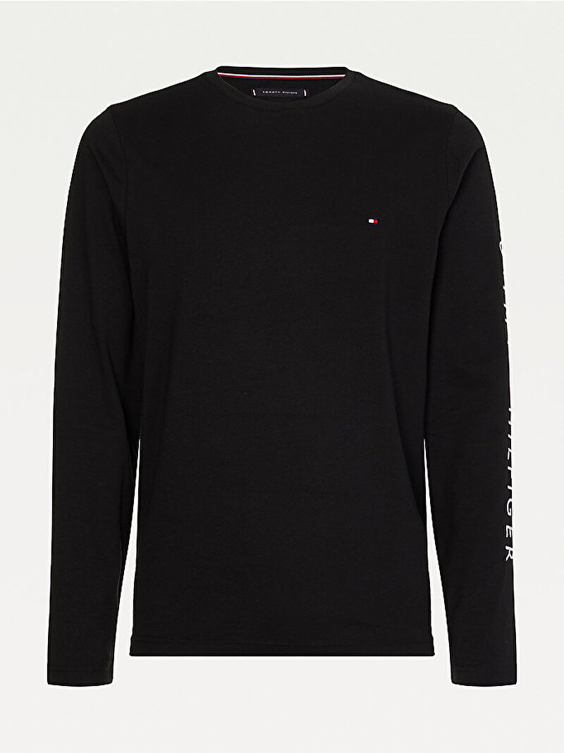 Erkek Organik Jarse Logolu Uzun Kollu Tisört Siyah MW0MW09096BDS