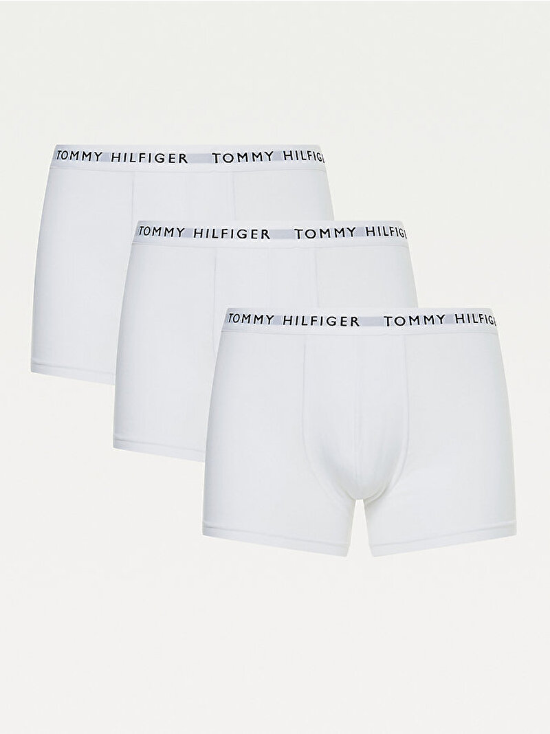 Erkek 3-lü Temel Logo Kemerli Trunk Boxer Seti Beyaz  UM0UM022030VL