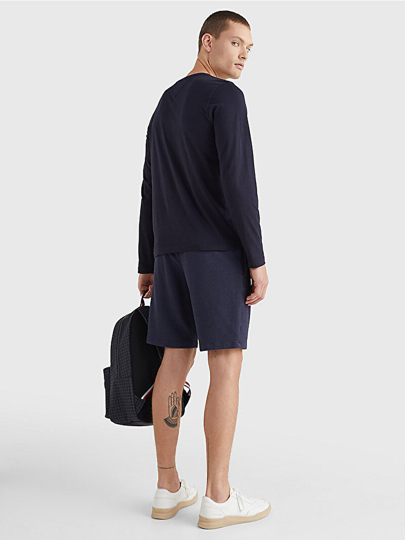 Erkek Uzun Kollu Slim Fit T-Shirt Lacivert MW0MW09096DW5