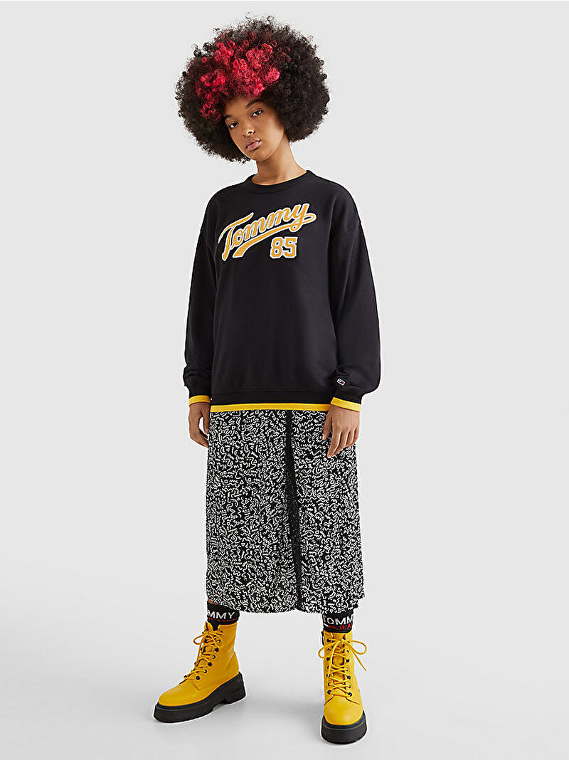 Kadın Tjw Relax Collegiate Sweatshirt Siyah DW0DW14861BDS