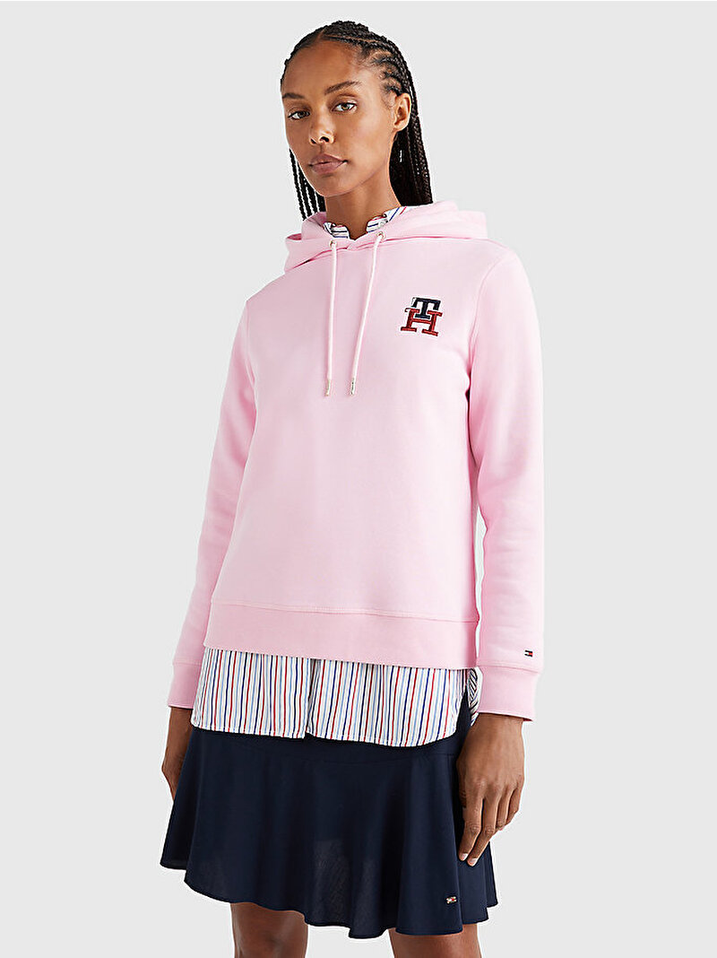Kadın Regular Monogram Nakış Detaylı Sweatshirt Pembe  WW0WW37434TOL