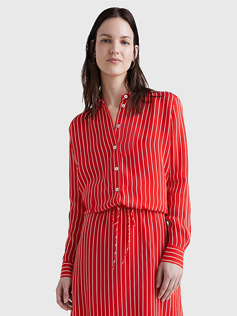 Kadın Cupro Rope Regular Casual Gömlek Kırmızı WW0WW380100EX