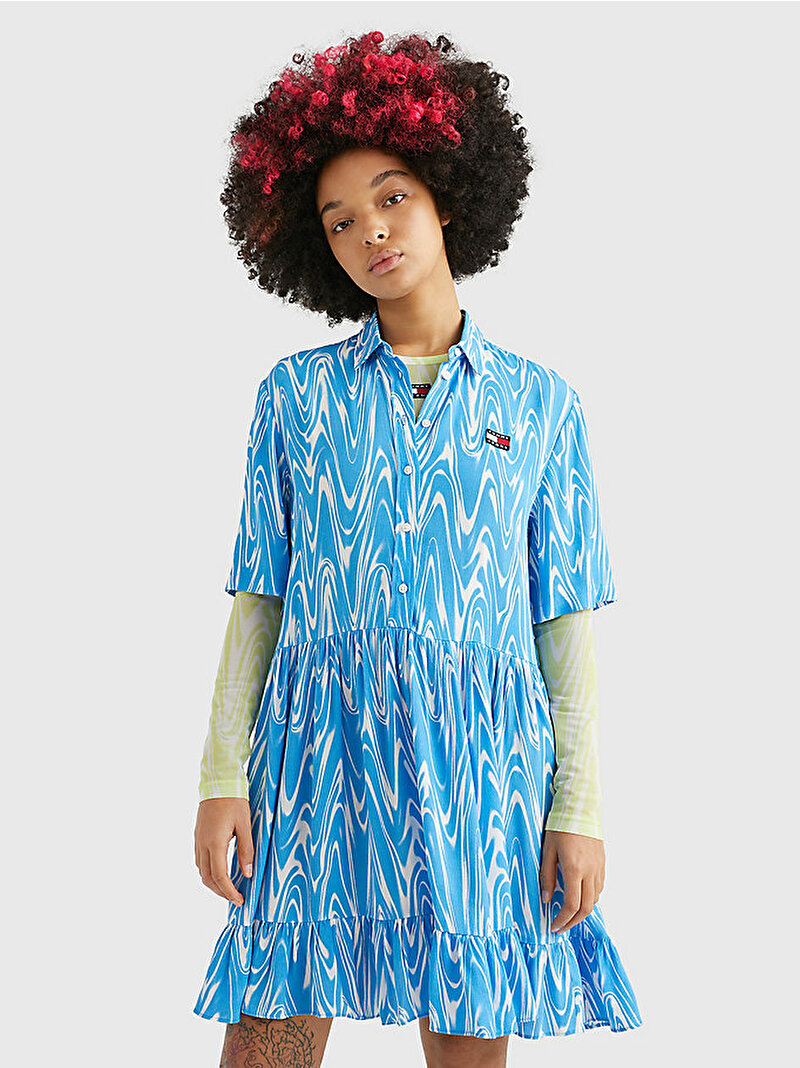 Kadın Tjw Psychedelic Gömlek Elbise Mavi  DW0DW151760G0