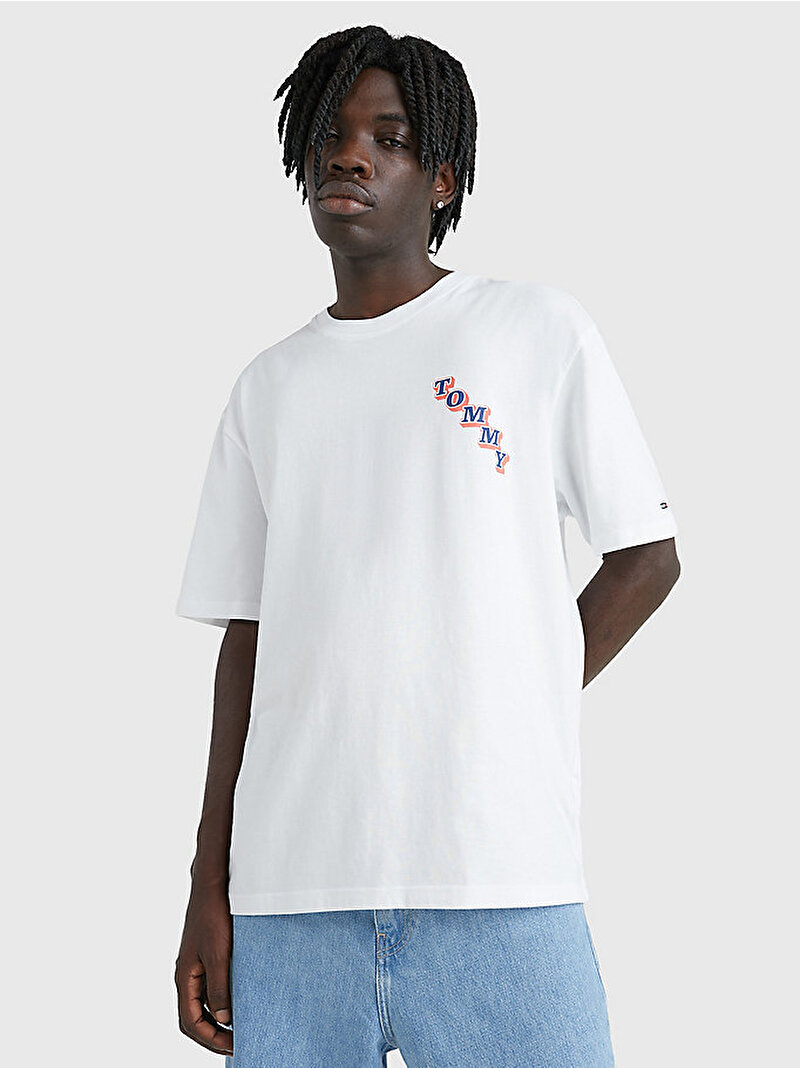 Erkek Tjm Skate College T-Shirt Beyaz  DM0DM16398YBR