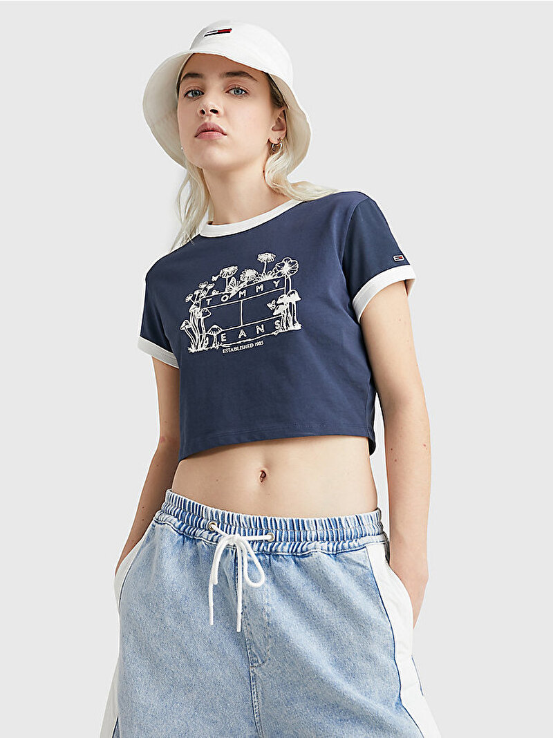 Kadın Tjw Baby Crop Homegrown T-Shirt Lacivert DW0DW15478C87