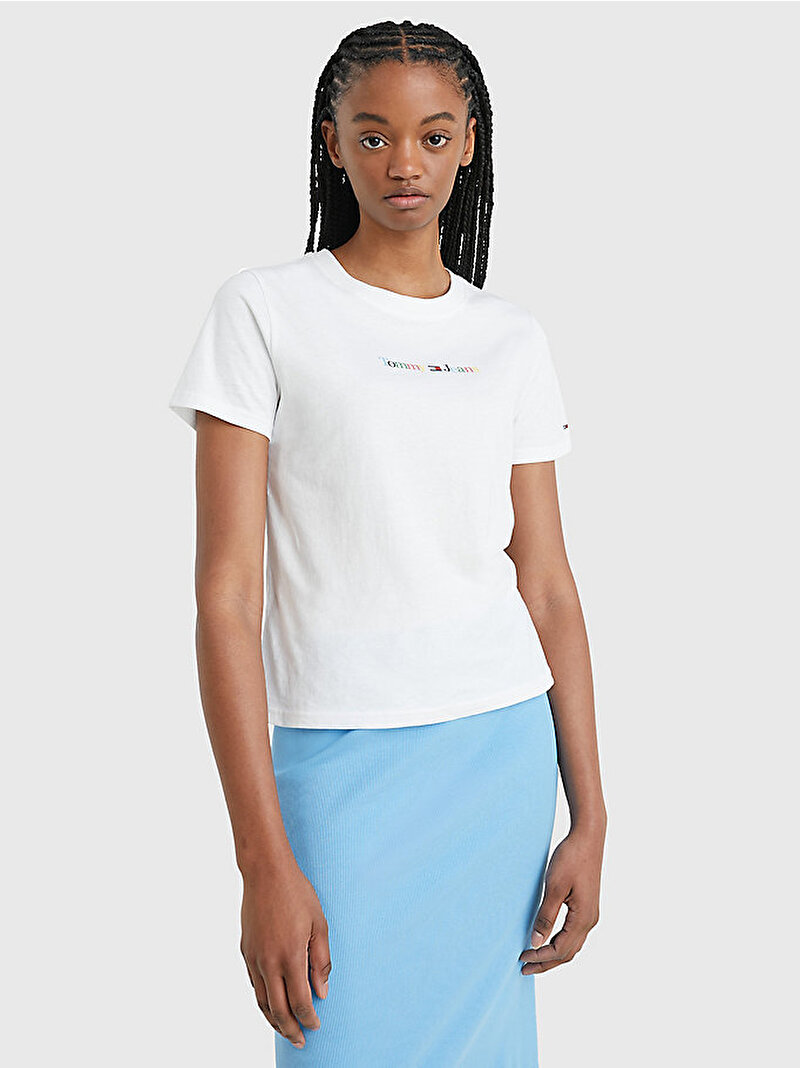 Kadın Tjw Regular Color Serif T-Shirt Beyaz  DW0DW15447YBR