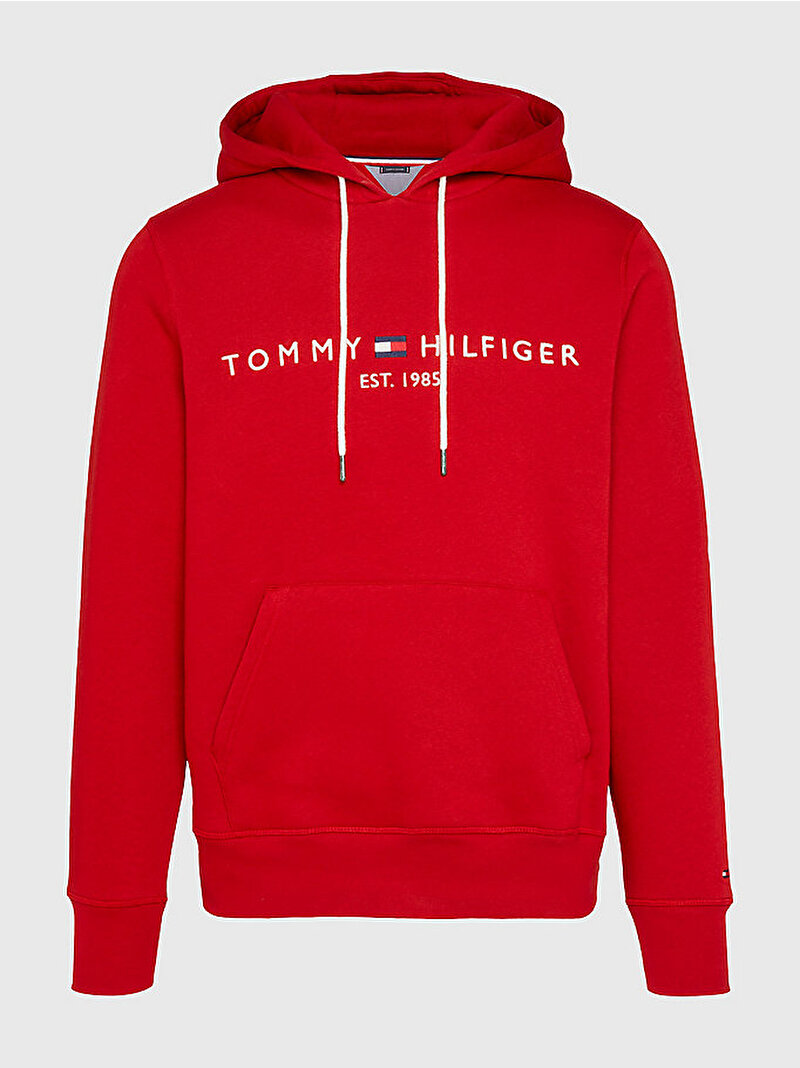 Erkek Tommy Logo Hoodie Kırmızı MW0MW11599XMP