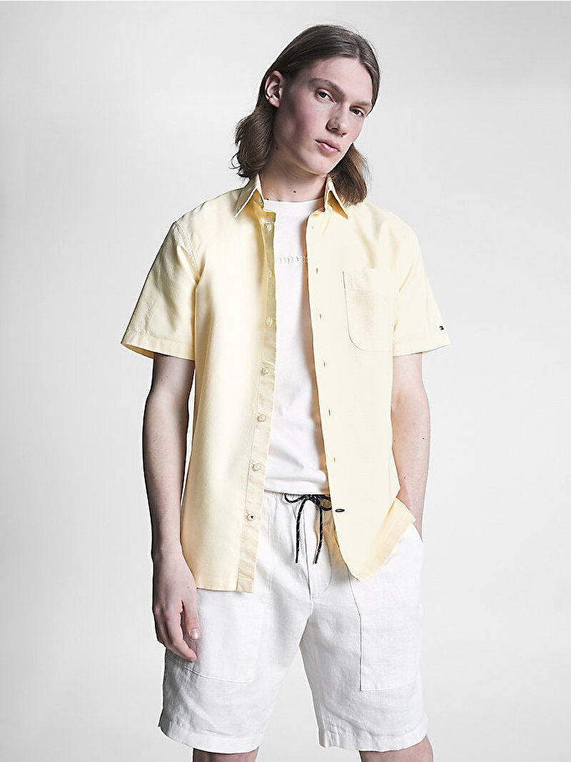 Erkek Natural Dye Oxford Casual Gömlek Sarı MW0MW31748ZFA