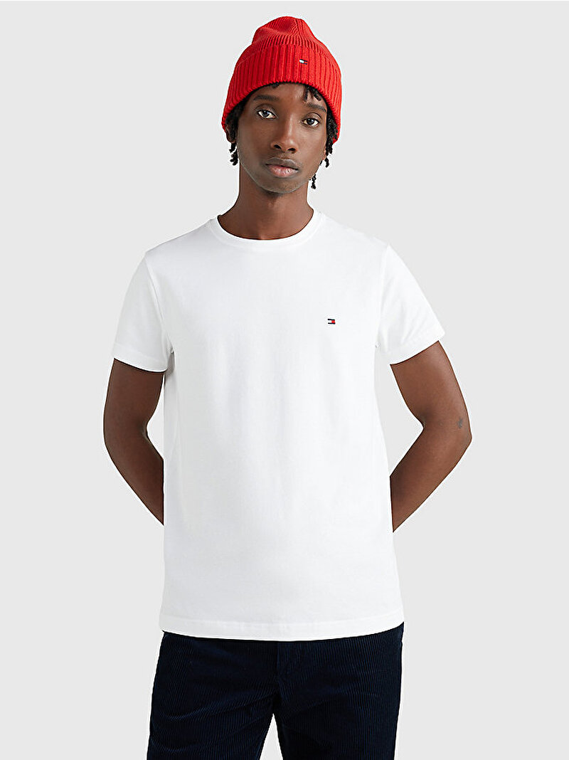 Erkek Core Stretch Slim T-shirt Beyaz  MW0MW27539YBR