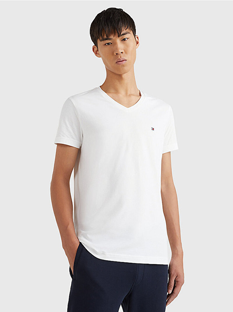 Erkek Core Stretch Slim T-shirt Beyaz  MW0MW27540YBR