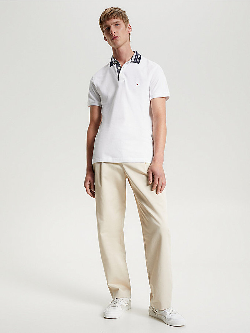 Erkek Mouline Contrast Polo T-shirt Beyaz  MW0MW31679YBR