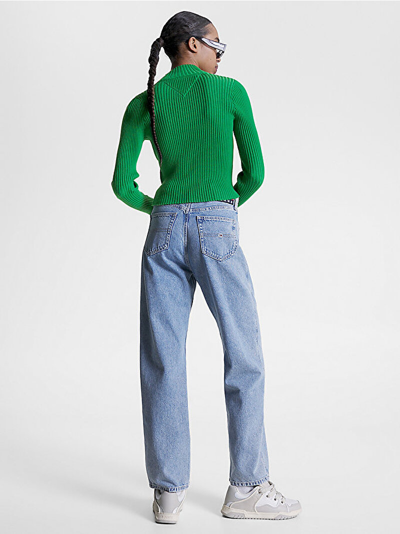 Kadın Tjw Badge Fermuarlı Kazak Yeşil DW0DW15943LY3