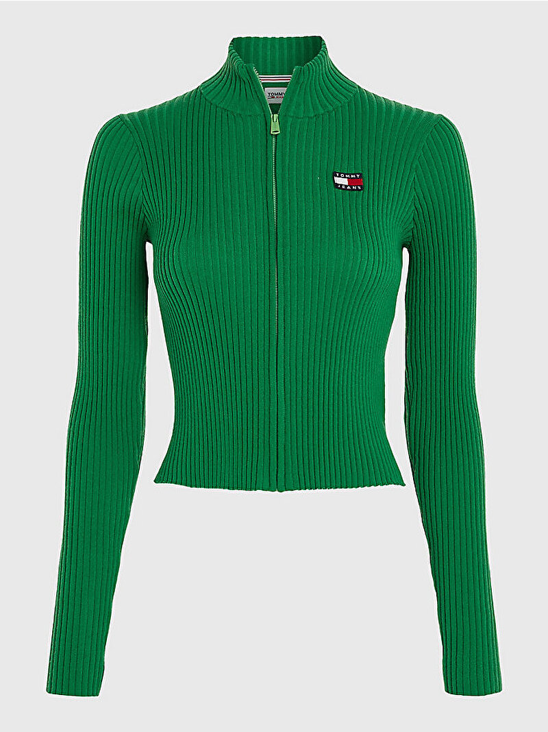 Kadın Tjw Badge Fermuarlı Kazak Yeşil DW0DW15943LY3