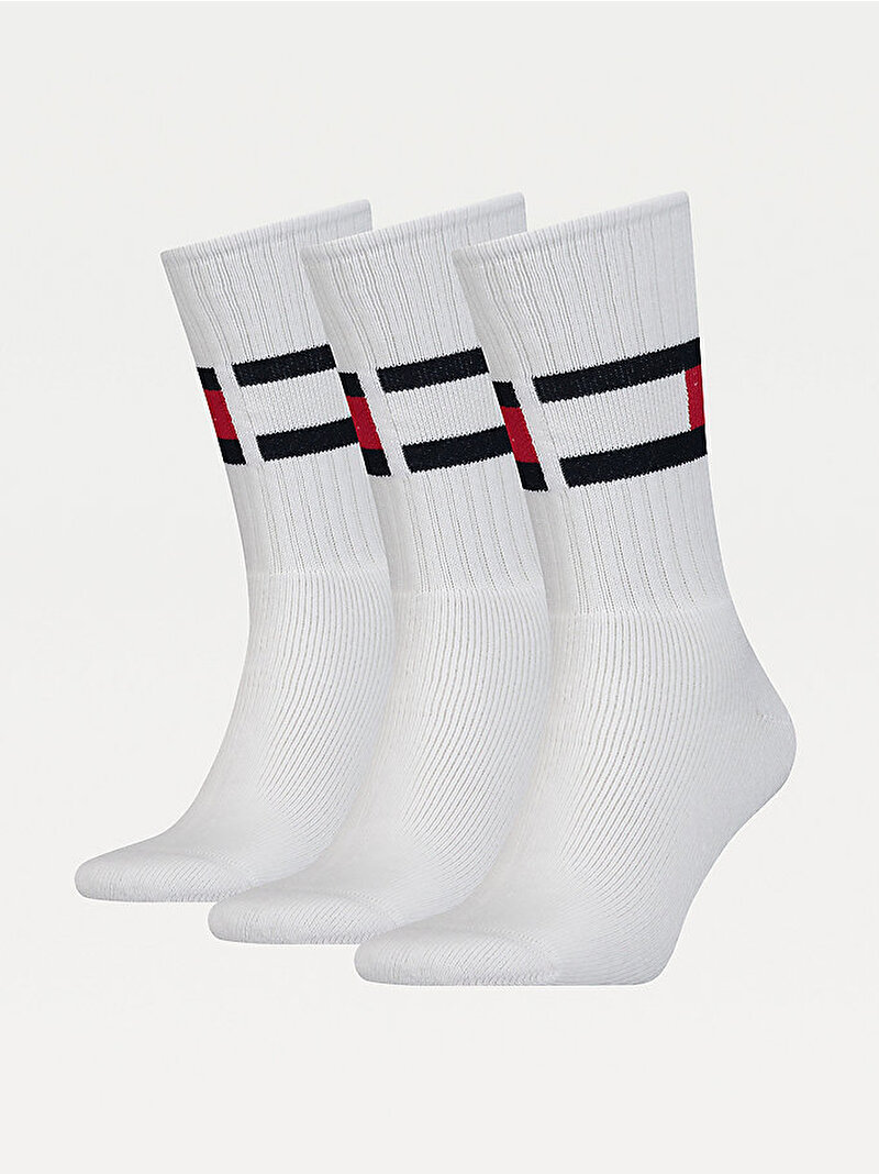 Unisex 3'Lü Bayraklı Çorap Beyaz  S100002978001